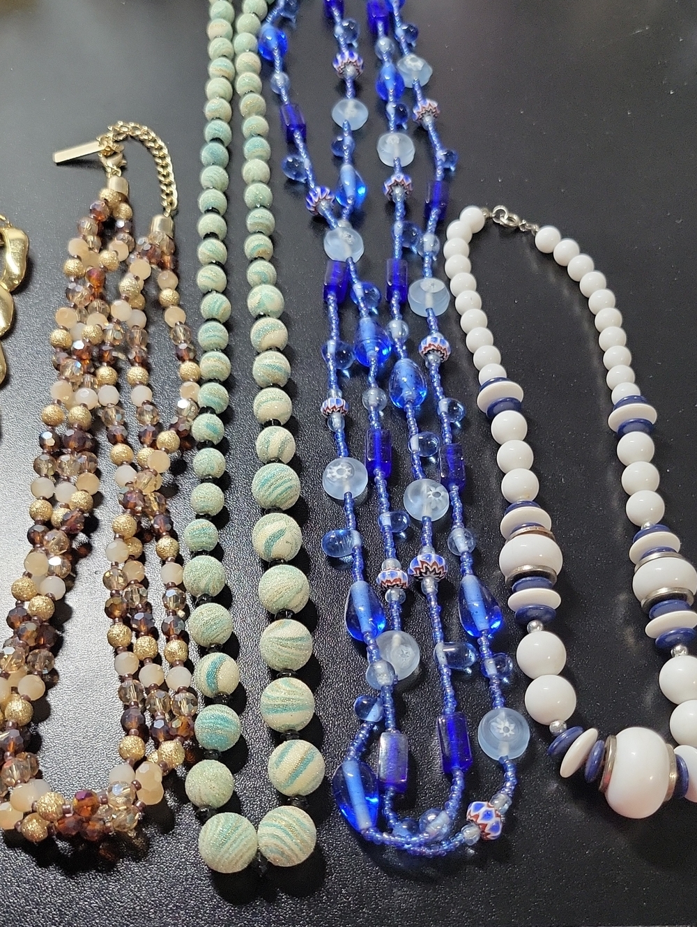 Handcrafted Blue Beaded Women's Necklace Lot Elegant Layered Design